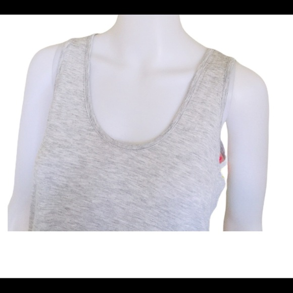 MERONA Floral Mixed Media Sleeveless Tank/Top With Scoop Neck Grey Size Small - Picture 6 of 15